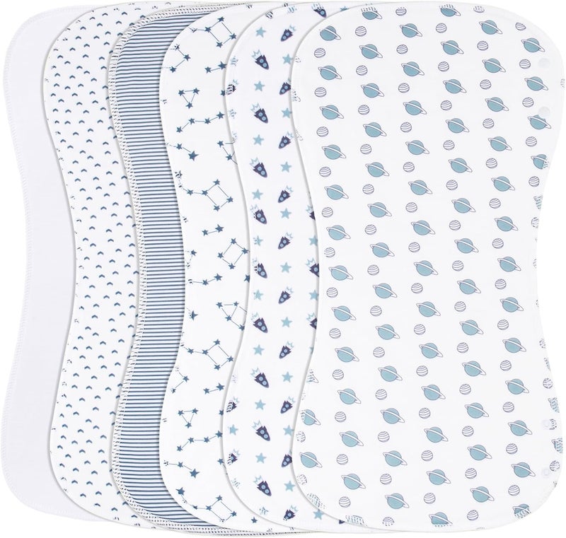 Benoxine 2-in-1 Burp Cloths and Baby Bibs - 6 Pack Large Super Absorbent Soft Cotton Burping Cloths for Spit Up, 3 Layers Thick Baby Burp Rags for Girls & Boys - Image 1